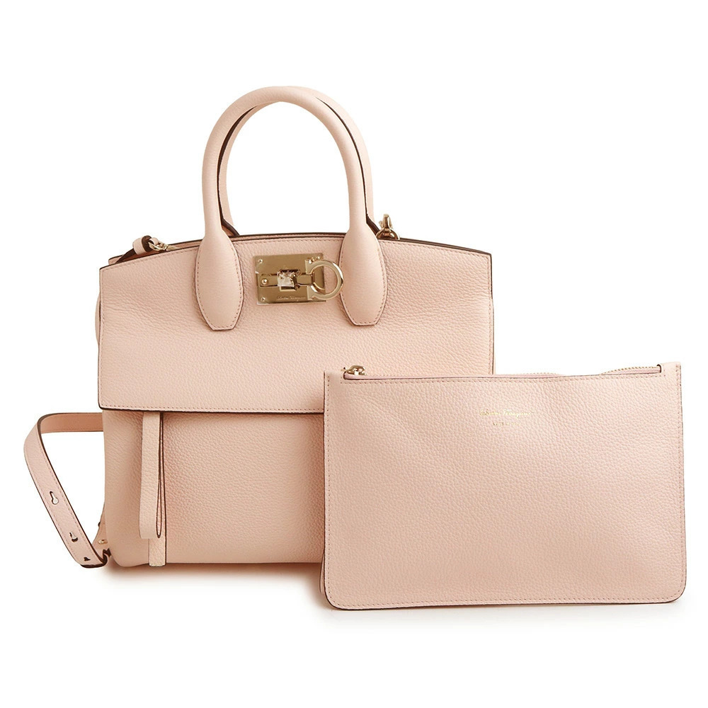 Salvatore Ferragamo Gancini Studio Calfskin Pink 2way Crossbody Leather